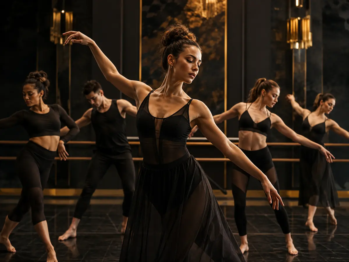 Dance studio rehearsal with young dancers
