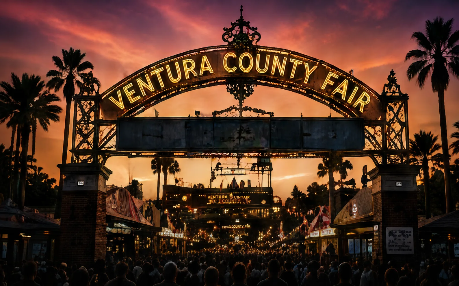 Ventura County Fair entrance at sunset