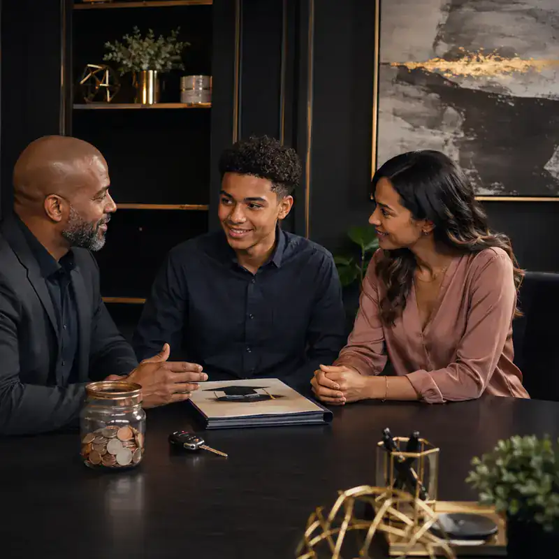 Savings, education, and first-car planning local business category example