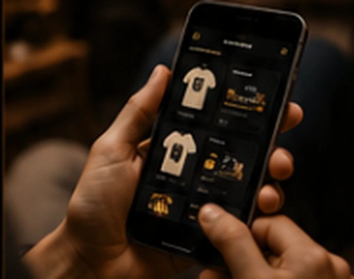 A fan discovering vendor products on a phone