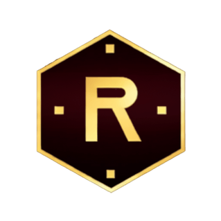 Rivalry Commerce logo displayed as a gold letter ‘R’ centered inside a hexagonal emblem on a dark background.